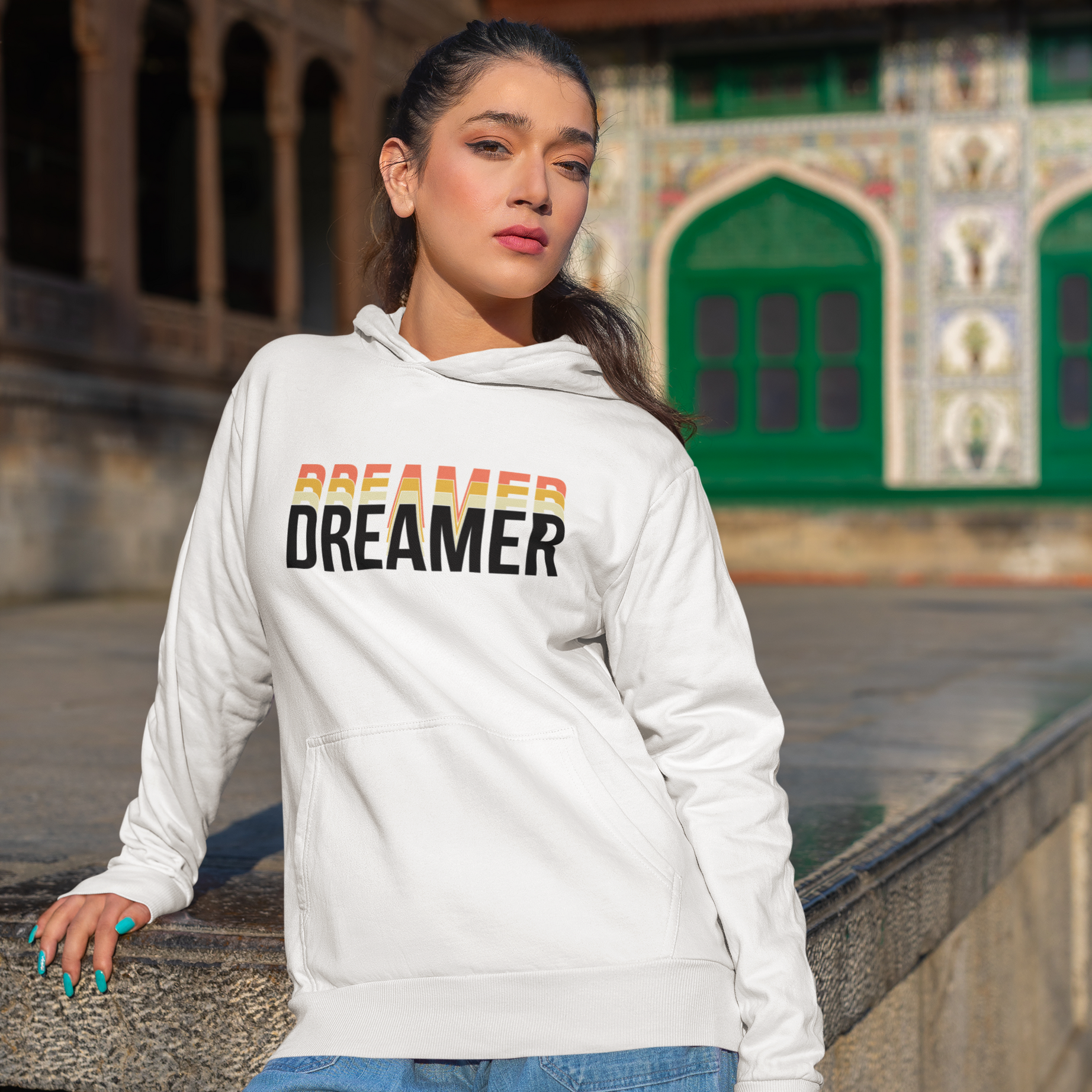 “DREAMER” Unisex Pullover Hoodie (White)