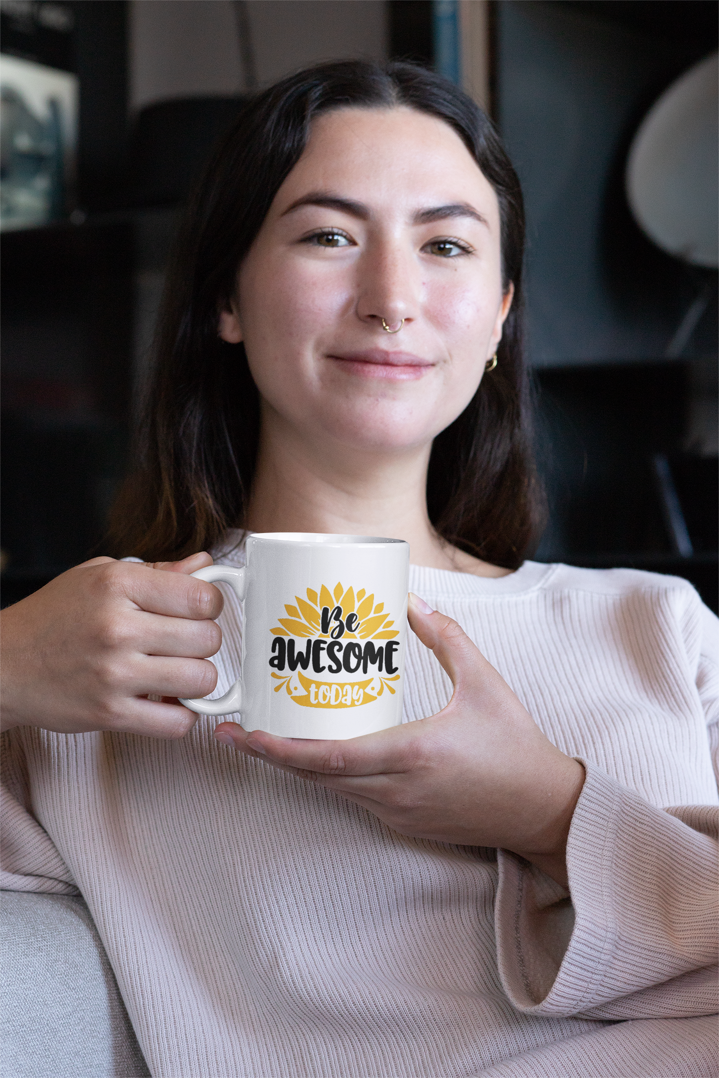 "Be Awesome Today" Sunflower Coffee Mug – Sip Positivity!