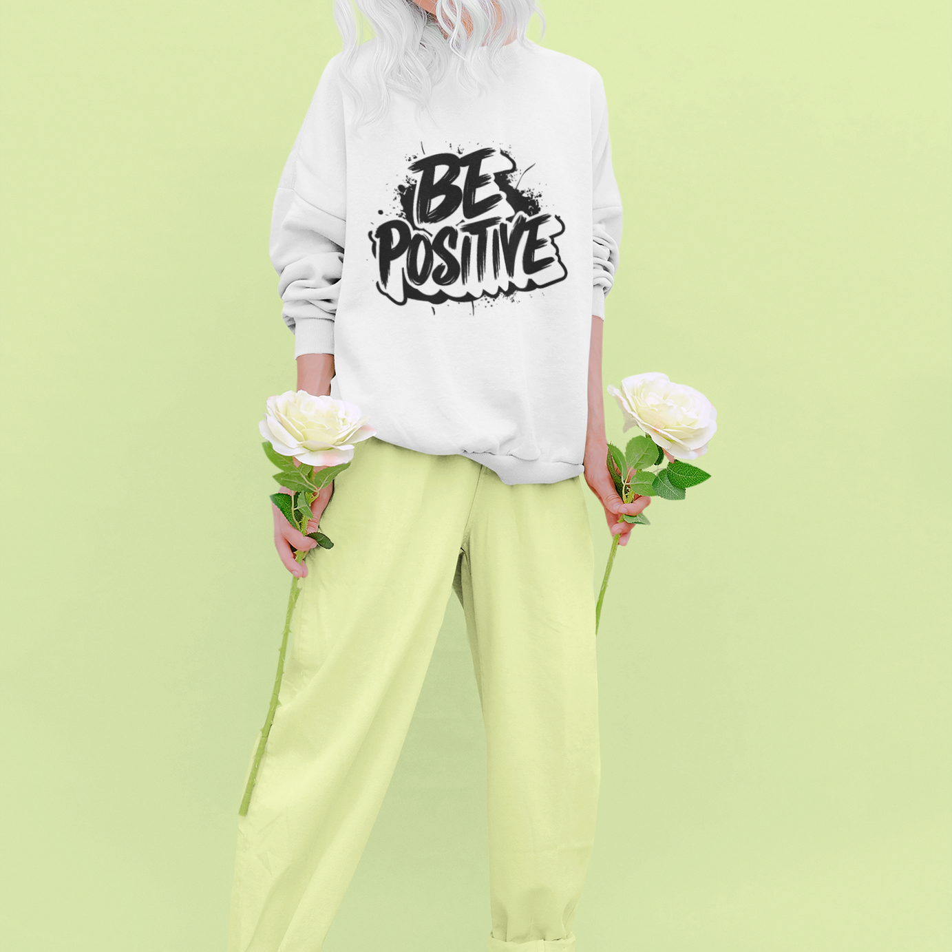 "Be Positive" Vibes Unisex Cotton Sweatshirt