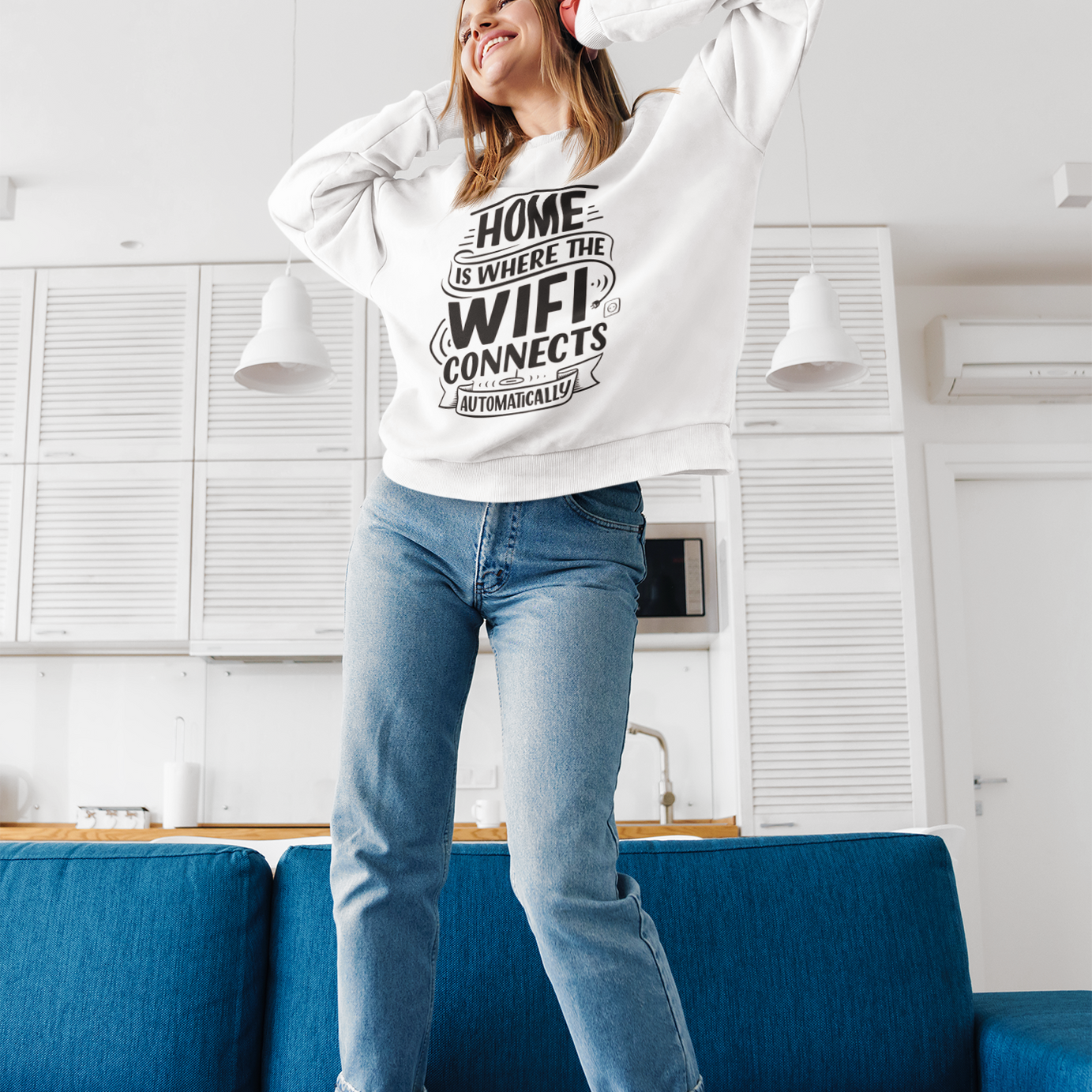 "Home is Where Wifi Connects Automatically" Unisex Sweatshirt